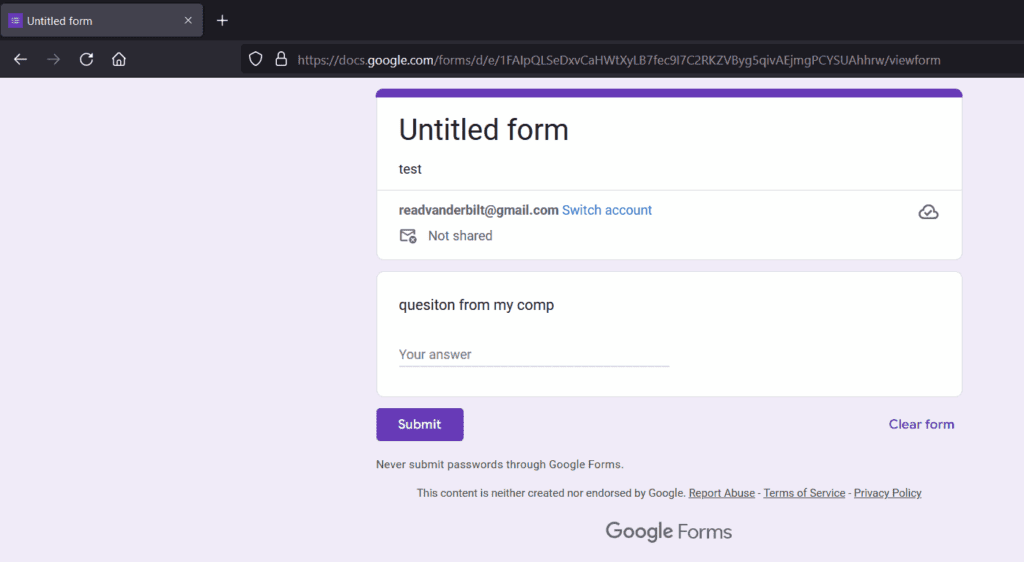 google forms screenshot